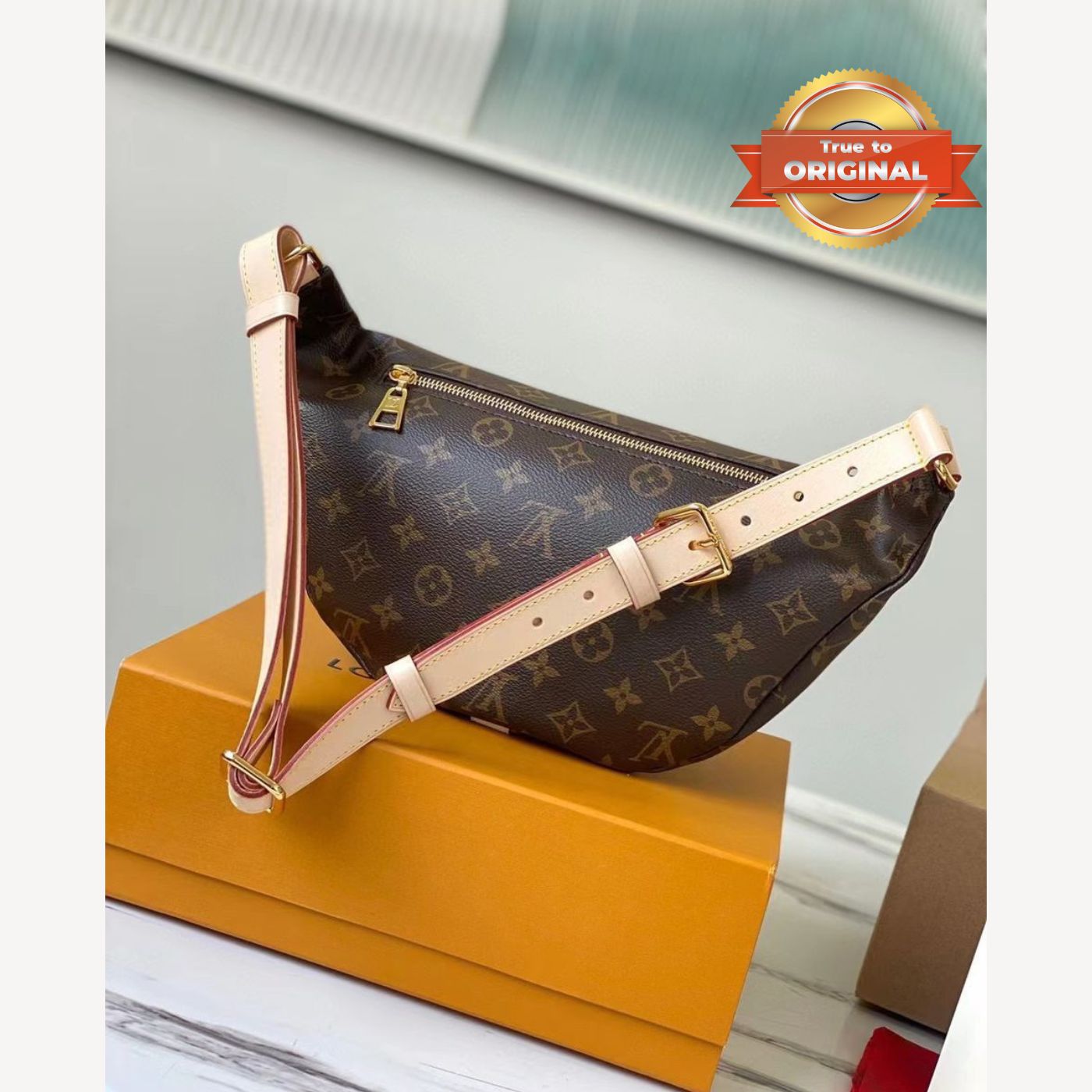 [True-to-ORIGINAL] Louis Vuitton Bumbag Monogram Canvas Brown For Women 14.5in/37cm